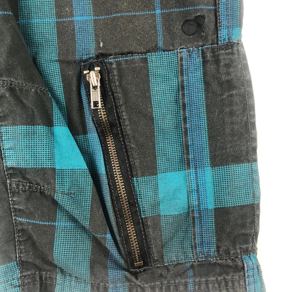 Pantalones Cortos OP Ocean Pacific Niños 12 Negro Azul Cuadros Bolsillo Carga 28x11 Foto 3 de 4