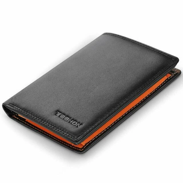 TEEHON 12,5x10x1,5cm Portefeuille en Cuir pour Homme avec Blocage RFID/NFC - Noir (0782337455721)