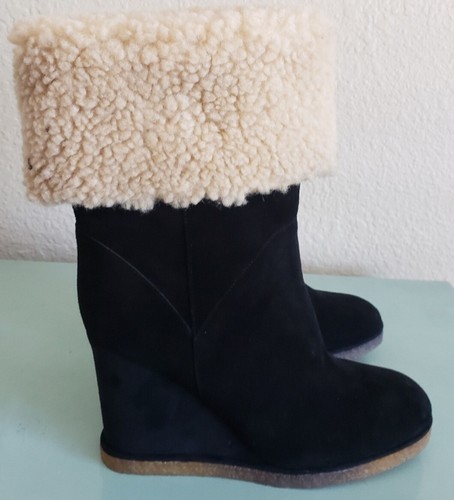 Jeffrey Campbell Faux Shearling Fur Wedge Ankle Booties Boots Shoes 8 New - 第 4/12 張圖片