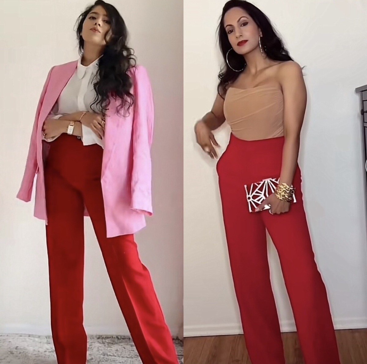 Zara New Bloggers Fav Red Low Rise Formal Pants Limited