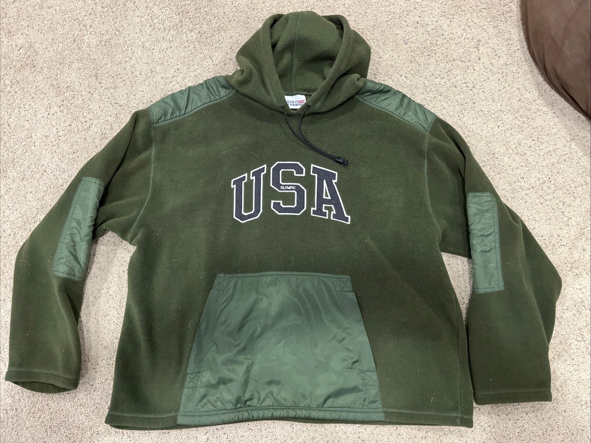 Vintage USA Olympics Embroidered Fleece Hoodie Sweatshirt - Adult