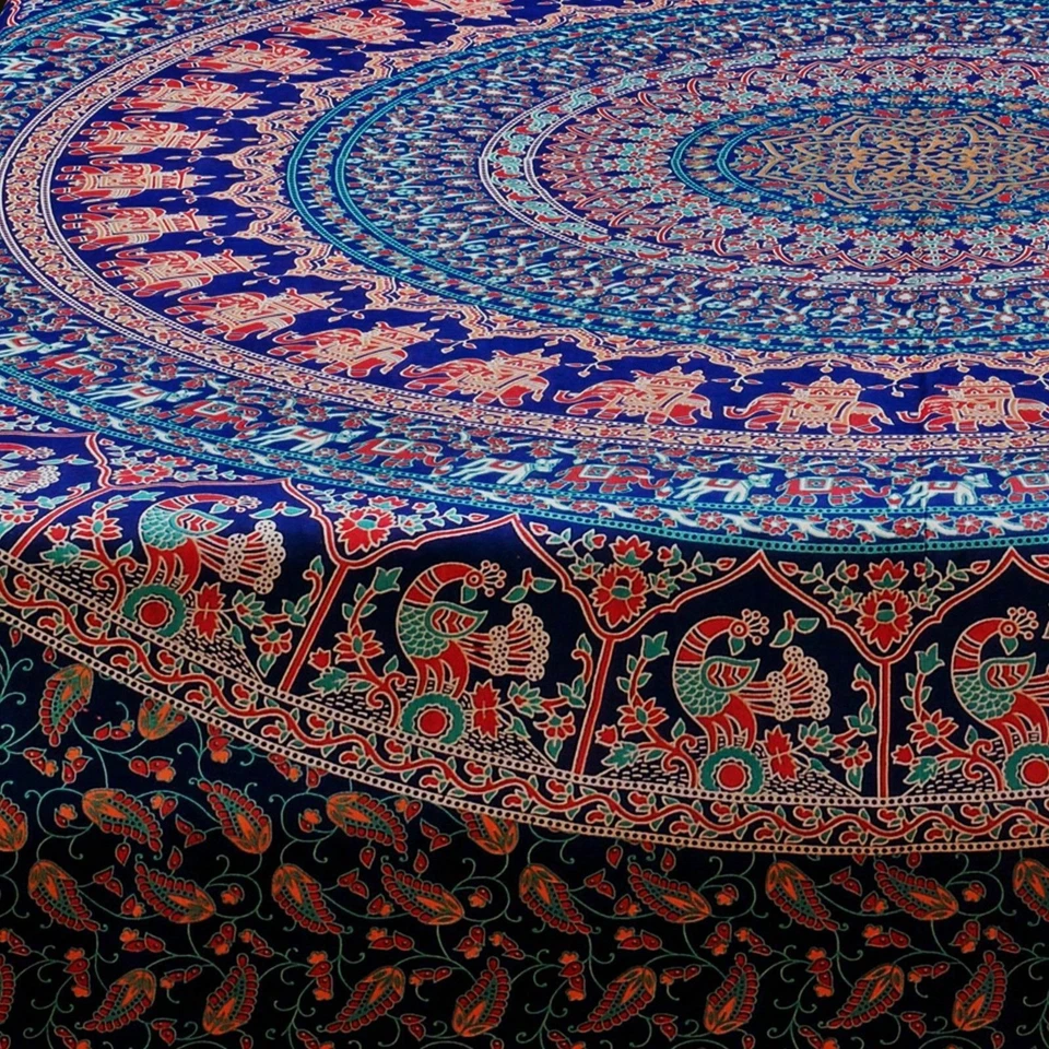 Elephant Indian Hippie Mandala Bedding Set Queen Size Bed Sheet 2 Pillow Covers - Image 3 of 4