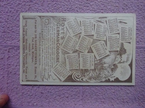 HOYTS GERMAN COLOGNE - P SIZED ADVERT CARD 1891 CALENDAR BACK GD - Picture 2 of 2