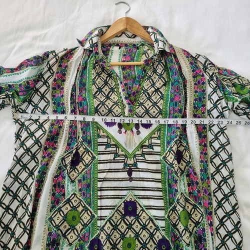Women's 100% Cotton 14 Kaftan Tunic top Dress, Patterned Casual Beach resort - Picture 6 of 8