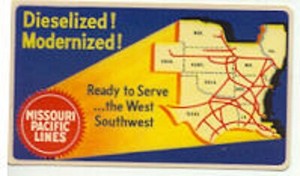 RAILROAD CALENDAR POCKET MISSOURI PACIFIC 1956