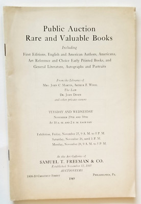 Samuel T. Freeman - Auction Catalog- Rare & Valuable Books -1949