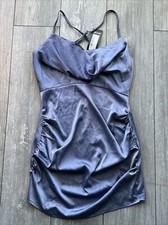 Nasty Gal On The Cowl Satin Mini Dress Pale Blue Size 6