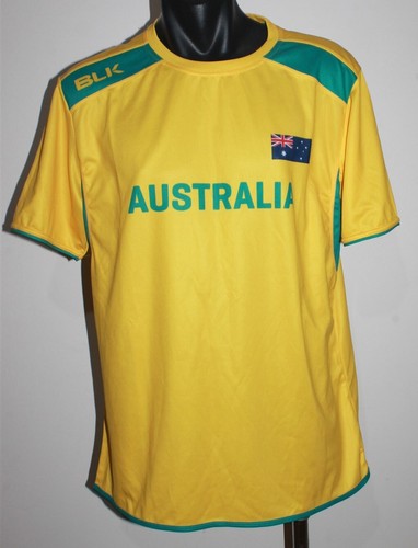 Australia Athletes SS T-Shirt Tee Yellow Man's Size Large BNWT BLK Running - Bild 1 von 5
