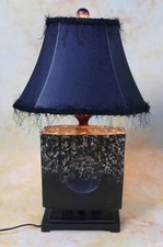 Tischlampe Lampe Tischleuchte Lederoptik Asiatika Shabby Vintage Antik PQ006