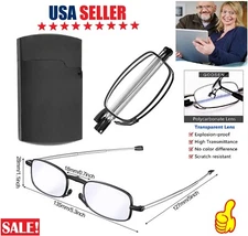2 ×  Folding Anti-Blue Light Reading Glasses Metal Compact  W/ Carrying Case USA