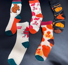 Boutique Unisex Fall Crew SOCKS 5 pr Fall Novelty Squirrels Corn Leaves NEW