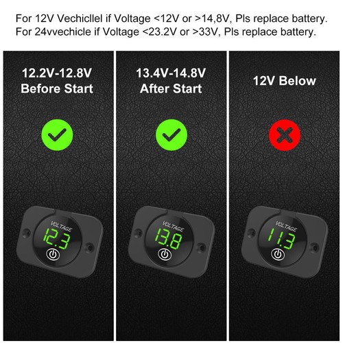 2In1 LED Digital Panel Voltage Voltmeter Auto Motorrad Voltanzeige Batterie 12V - Bild 4 von 12