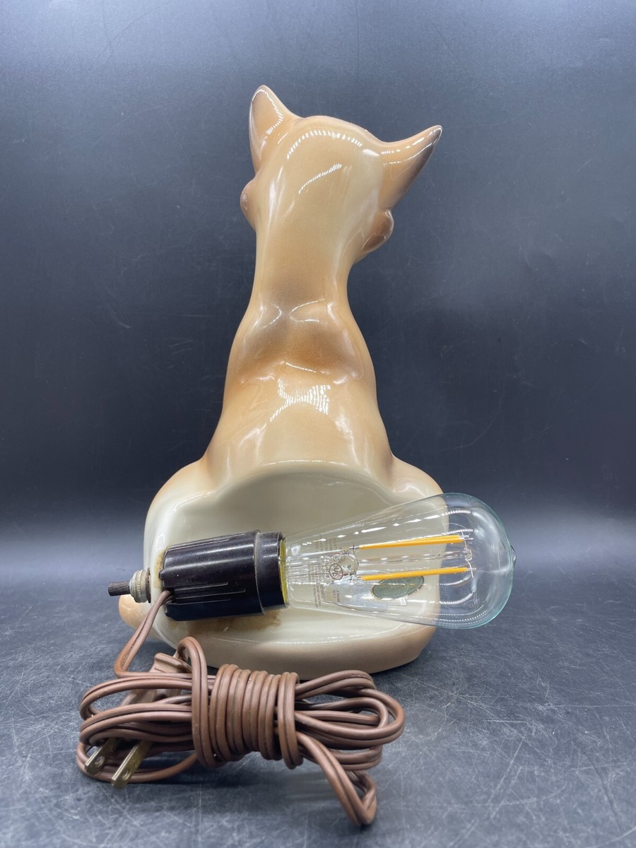 Vintage 1950s Maddux of California Siamese Cat TV Table Lamp MCM