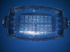 Cut Glass Style Depression Patterned Glass Double Handled Tray