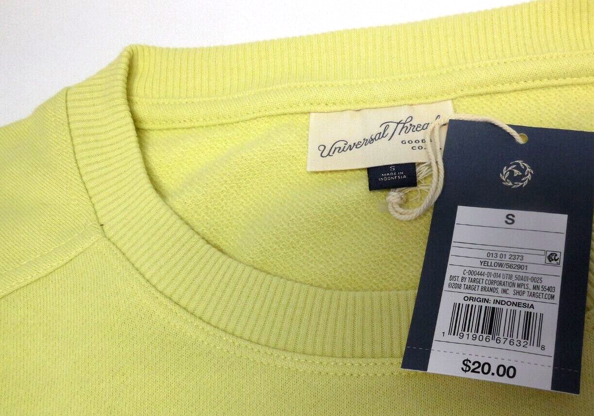 NWT Universal Thread Pullover Crew Sweatshirt Yellow DEL SOL