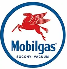 MOBILGAS AND OIL ROUND TIN SIGN RUSTIC METAL GAS STATION WALL ART MOBIL GLOBE