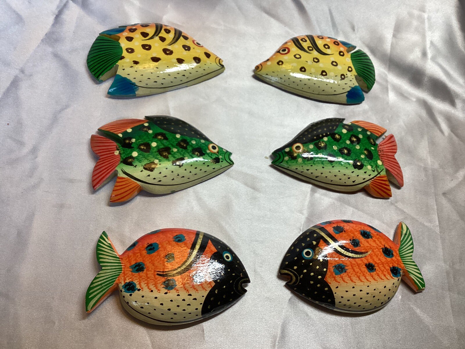 Hand Painted Tropical Fish Magnets Set Of 6