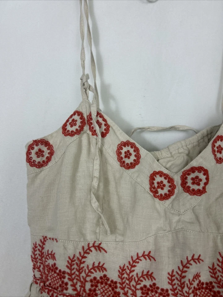 Top Lithe from Anthropologie de piel de lino bordado con cordones espalda talla 8 boho Foto 3 de 4