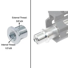 Silver Aluminum Thread Adapter Convert 1/2x28 TPI to 5/8x24 TPI