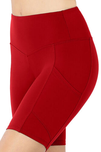Womens High Waist Workout Biker Yoga Running Shorts Buttery Soft w/ Pockets - Picture 21 of 44
