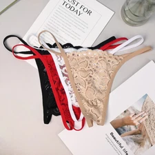 4 Pack Lot Sexy Womens Crotchles Panties Lace Thongs G-string Lingerie Underwear