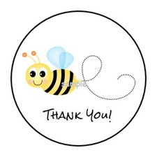 30 THANK YOU BUMBLE BEE ENVELOPE SEALS LABELS STICKERS 1.5" ROUND HAPPY BEE