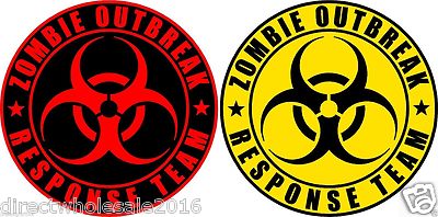 2 Zombie Response Team Sticker Vinyl Decals 4'' Jeep Walking Dead Red and Yellow
