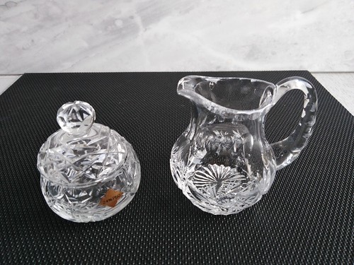 Sahnekännchen Zuckerdose mit Deckel Bleikristall Schleudersternmuster