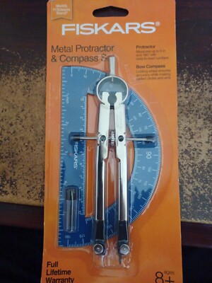 Fiskars Metal Protractor & Bow Compass Set New/Sealed 2019