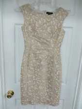 RALPH LAUREN Floral Cream Beige Sleeveless Sheath Dress 2 NWT $169