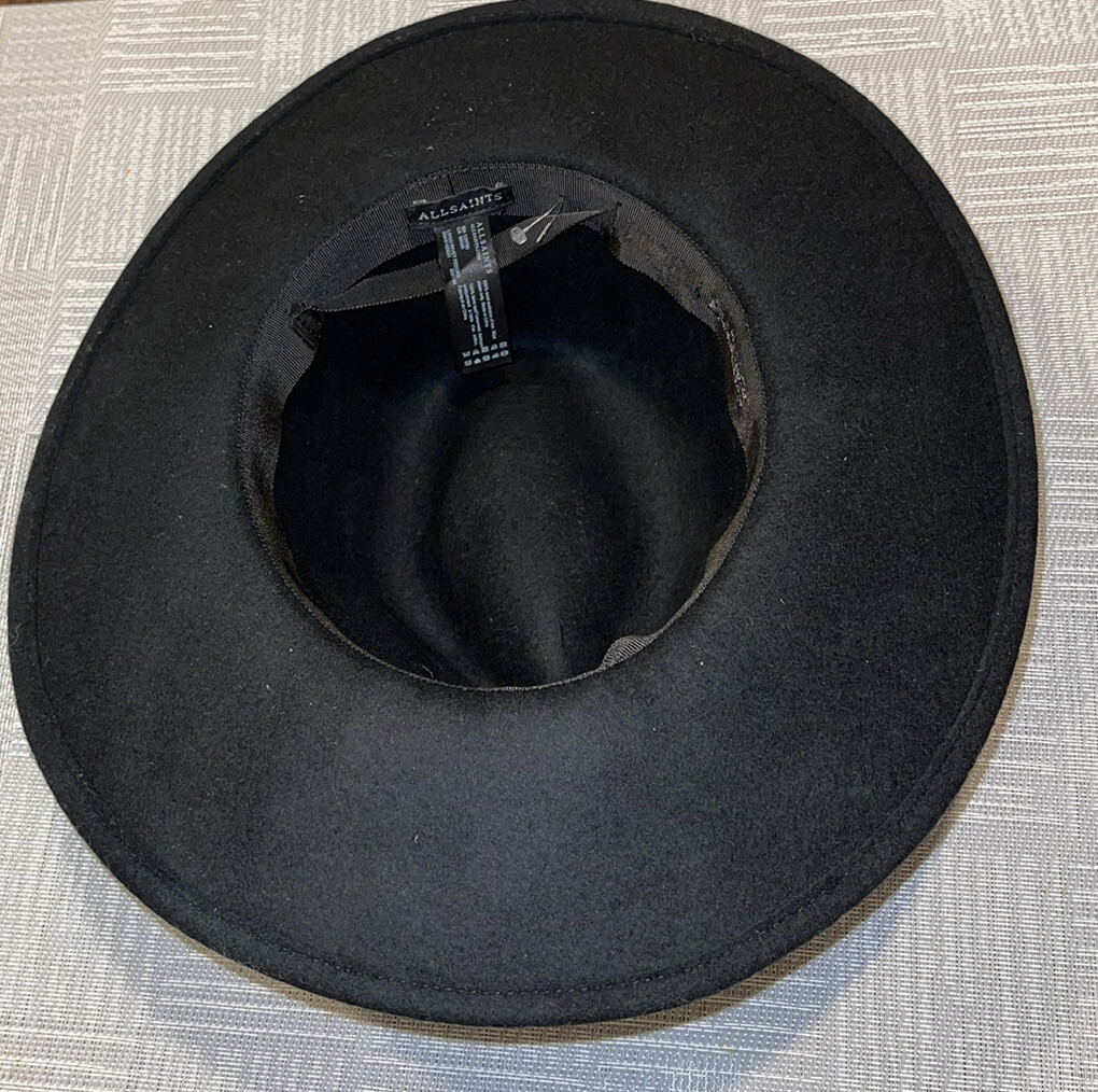 ALL SAINTS Long Brim Fedora With Logo Rivet Wool Black 53466447_1?w=400 main image 3