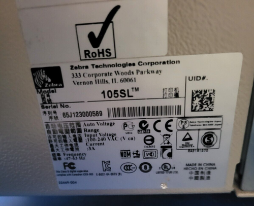 ZEBRA 105SL V60.17.12Z 10500-200E-0070 THERMAL PRINTER (BALERRIGHT) - Picture 5 of 10