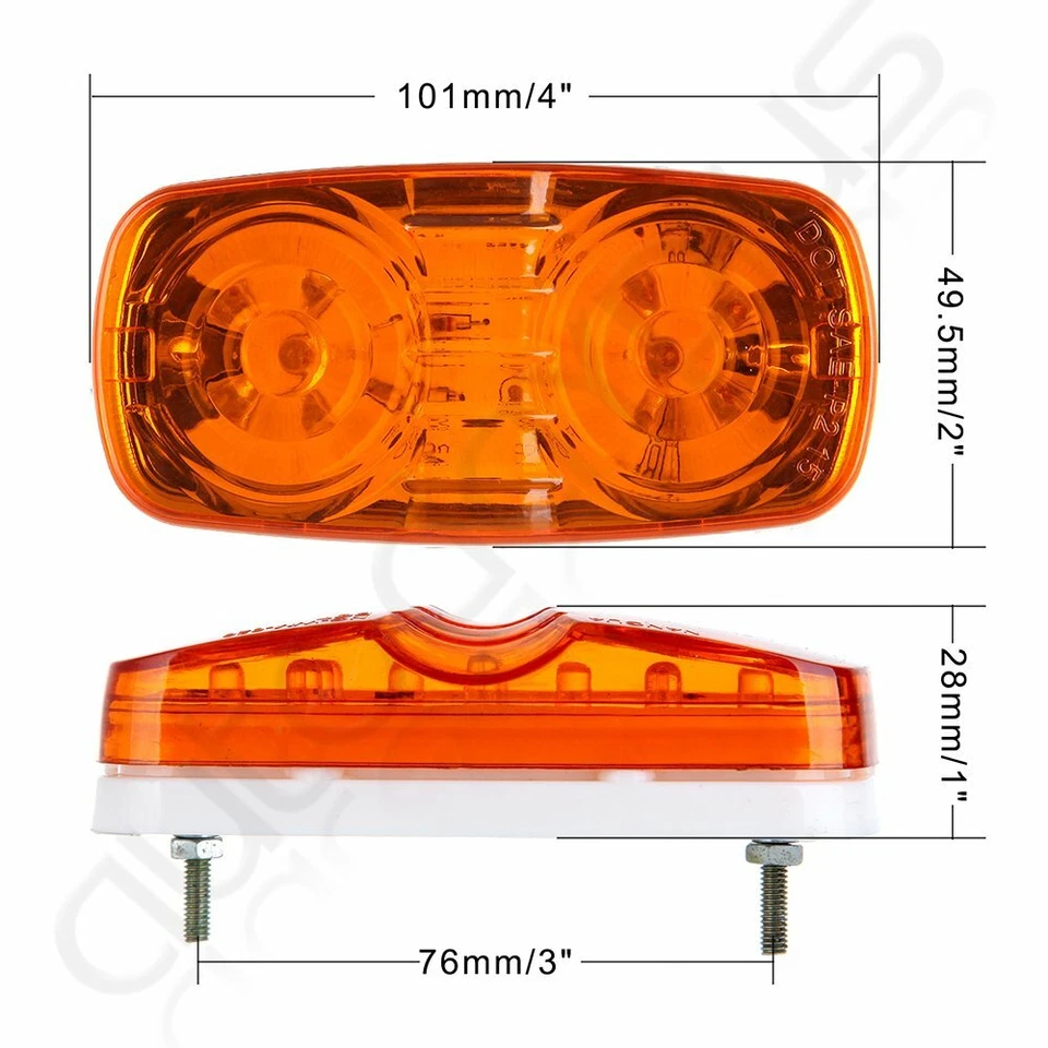 20pcs Amber+Red 4" Clearance Trailer RV Double Bullseye 12 LED Side Marker Light - Image 4 of 4