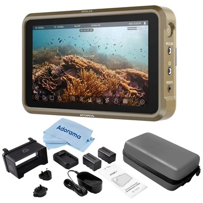 Atomos Ninja 5.2'' HDR Monitor-Recorder with Atomos Power Kit  Microfiber Cloth