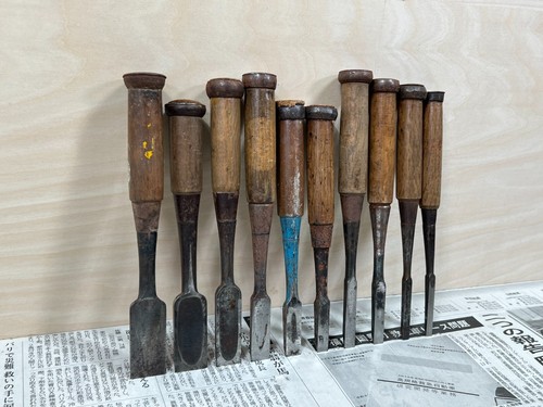 Vintage Japanese Chisel 10set Nomi /Hand Plane Saw Iron Hammer Hand Tool/d62 - Picture 21 of 23