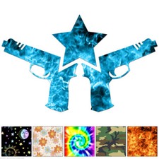 Handgun Star - Decal Sticker - Multiple Patterns Sizes - ebn7182