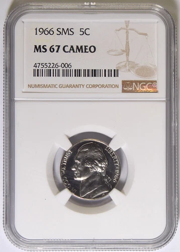 1966 SMS Jefferson Nickel NGC MS-67 CAMEO #26-006