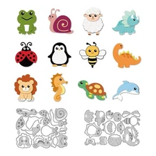 Cartoon Animals Cutting Dies Carbon Steel Die Cuts for Card Making Embossing ...