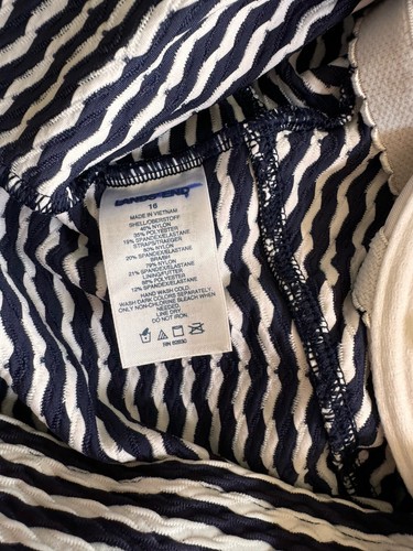 LANDS END NAVY BLUE STRIPE SWIM TANKINI 16 TEXTURE ADJUSTABLE - Picture 3 of 4