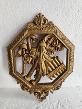 Vintage Homco Gold-Colored Musical Instrument Wall Plaque 1977