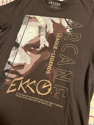 #ad Arcane League Legends EKKO Riot Games Brown T Shirt MEDIUM Steampunk TV Netflix $15.95