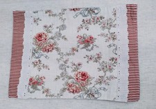 Red Rose Placemats Set of 4 Lined, Lace Trim, Striped, Cottage Chic