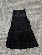 Free People Emily Crocheted Illusion Fit & Flare Little Black Dress - Black - S