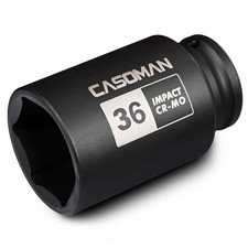 CASOMAN 1/2" Drive x 36 mm Deep 6 PT Impact Socket, CR-MO, 36 Deep 