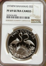 1974 Bahamas FM Silver $2 NGC PF69 Flamingos Ultra Cameo PR69