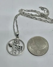 Vintage Chas Rennie Mackintosh Homage Celtic Rose Silver 925 Pendant Necklace