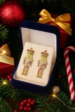 Baublebar Earrings Nutcracker Crystal Pearl Statement Christmas CZ Boho Gold Y2k