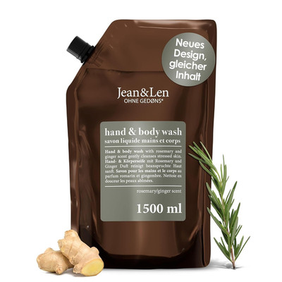 Jean & Len Hand & Body Wash Rosemary Und Ginger Im Nachfüllbeutel, Reinigt Und P