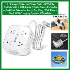 6 Ft Surge Protector Power Strip - 8 Outlets, 4 USB Ports, Overload Protection