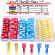 Nylon Spade Connectors Kit 210PCS Wire Terminal Crimp Connectors Automotive